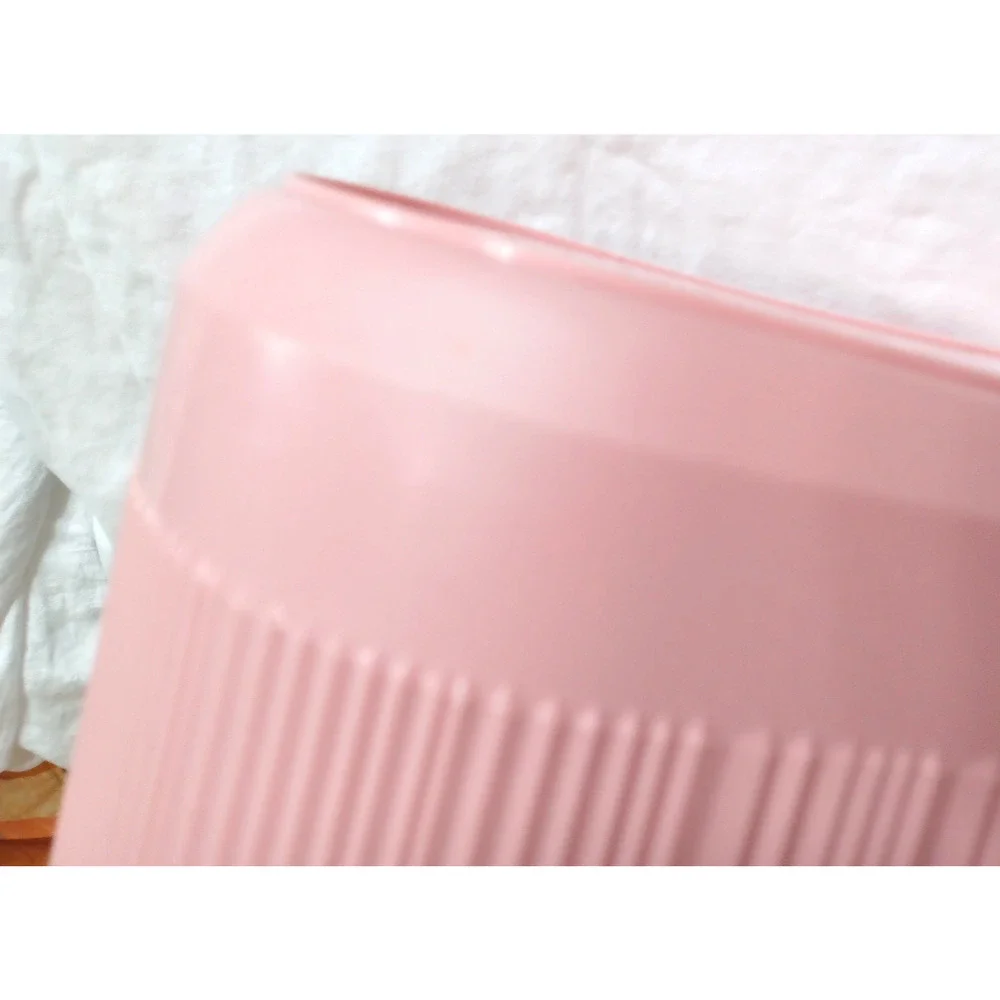 VTG Retro Rubbermaid Pink Ribbed Plastic Trash Container Wastebasket 12x7x10 1/2